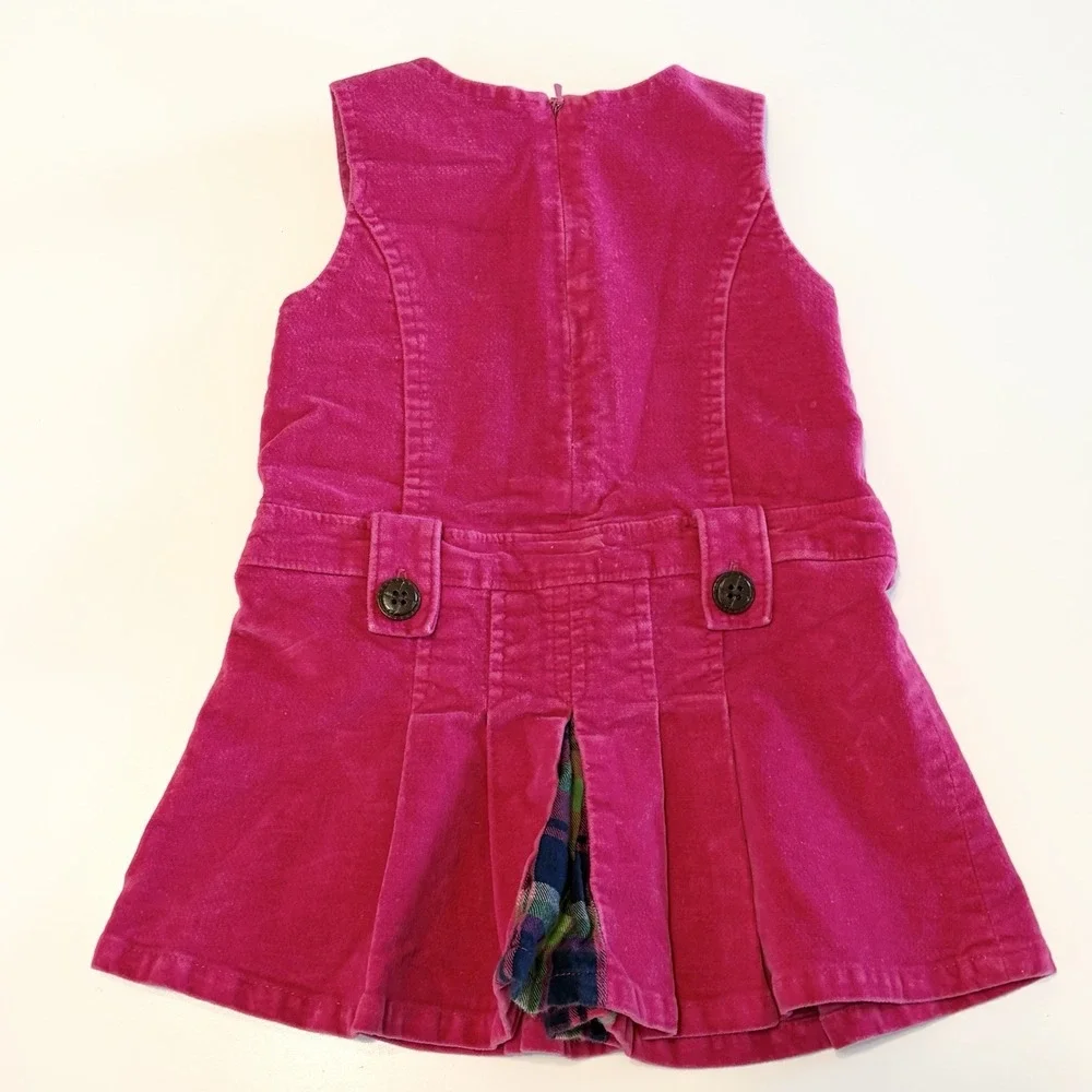 Baby Gap Vintage Y2K Velvet Dress Pink Girls Size 12-18 Months Preppy Pleated